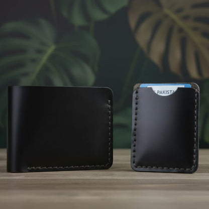 Handmade leather Wallet + Free Compact Holder