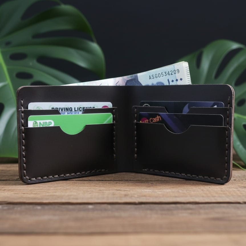 Handmade leather Wallet + Free Compact Holder